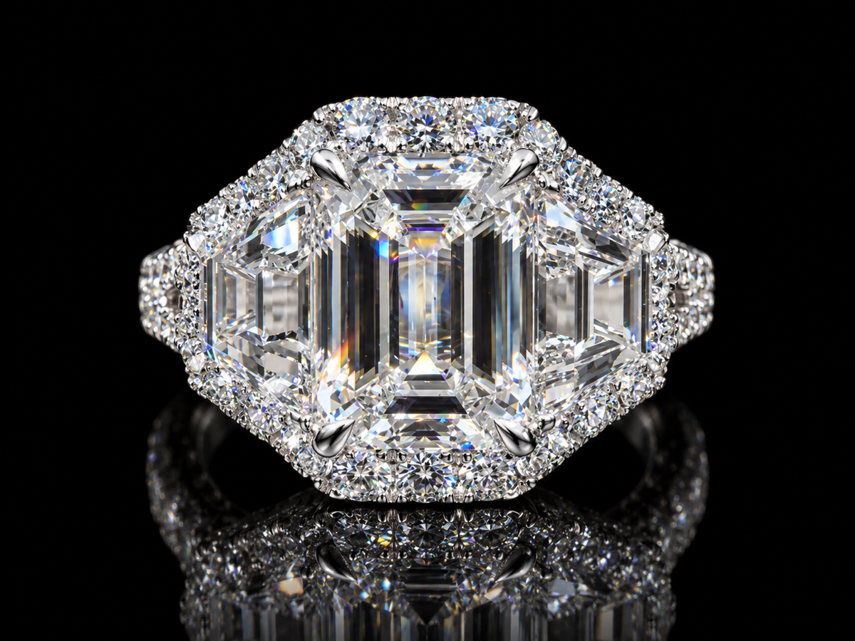 4.00 CTW Emerald-Cut Lab-Grown Diamond Engagement Ring – 14K White Gold