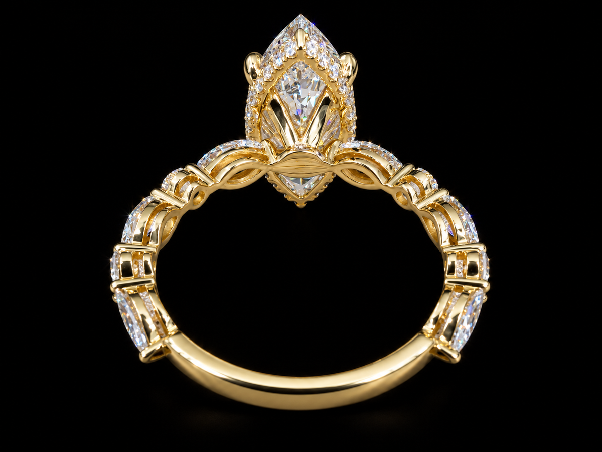3.35 CTW Marquise Diamond Hidden Halo Engagement Ring – 14K Gold Angelica Jewellers