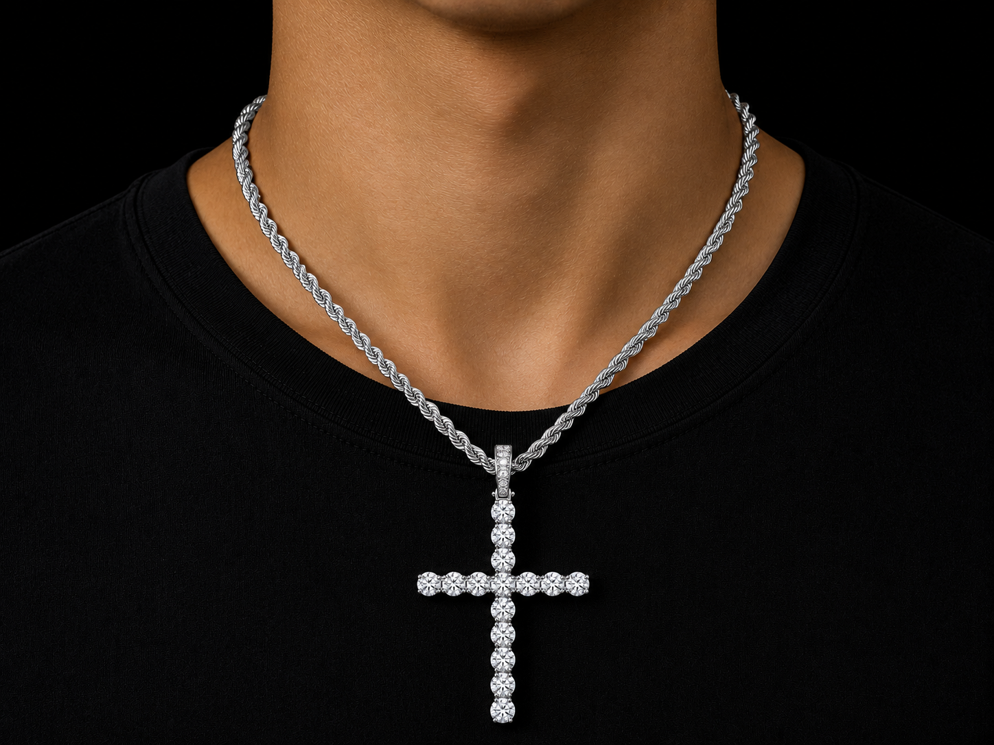 14K White Gold Diamond Cross Pendant Angelica Jewellers