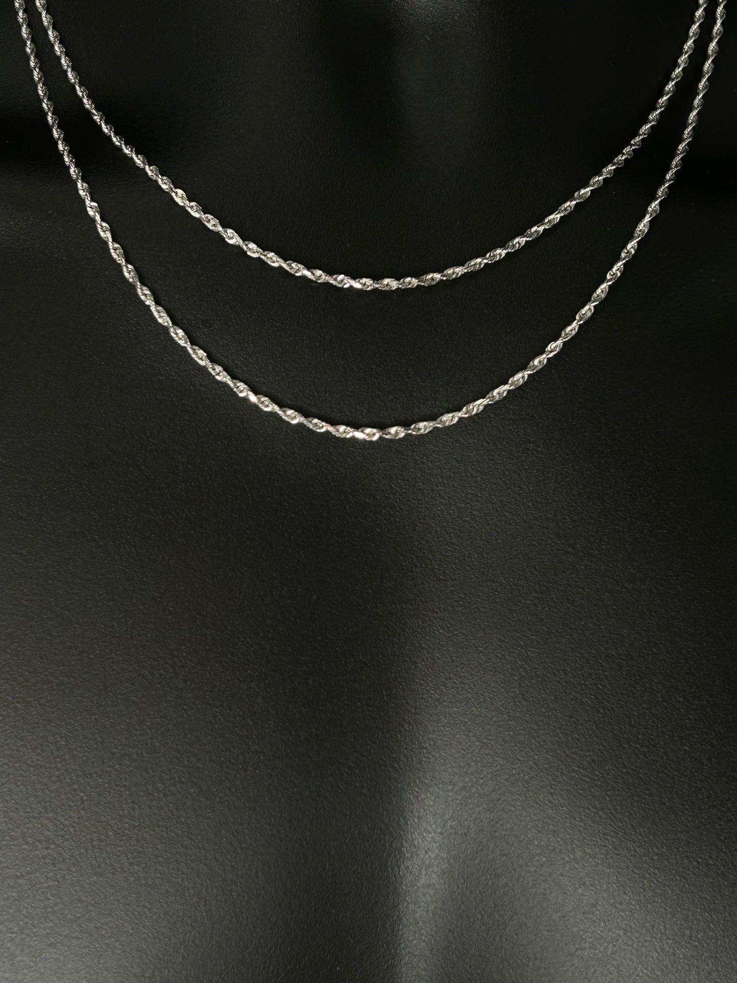 10K WHITE GOLD ROPE CHAIN 2mm