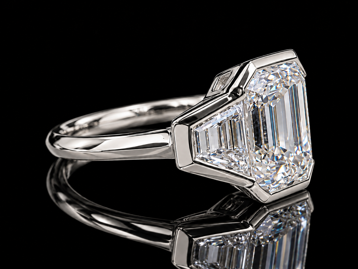 Emerald-Cut Three-Stone Lab-Grown Diamond Engagement Ring – 2.60 TCW