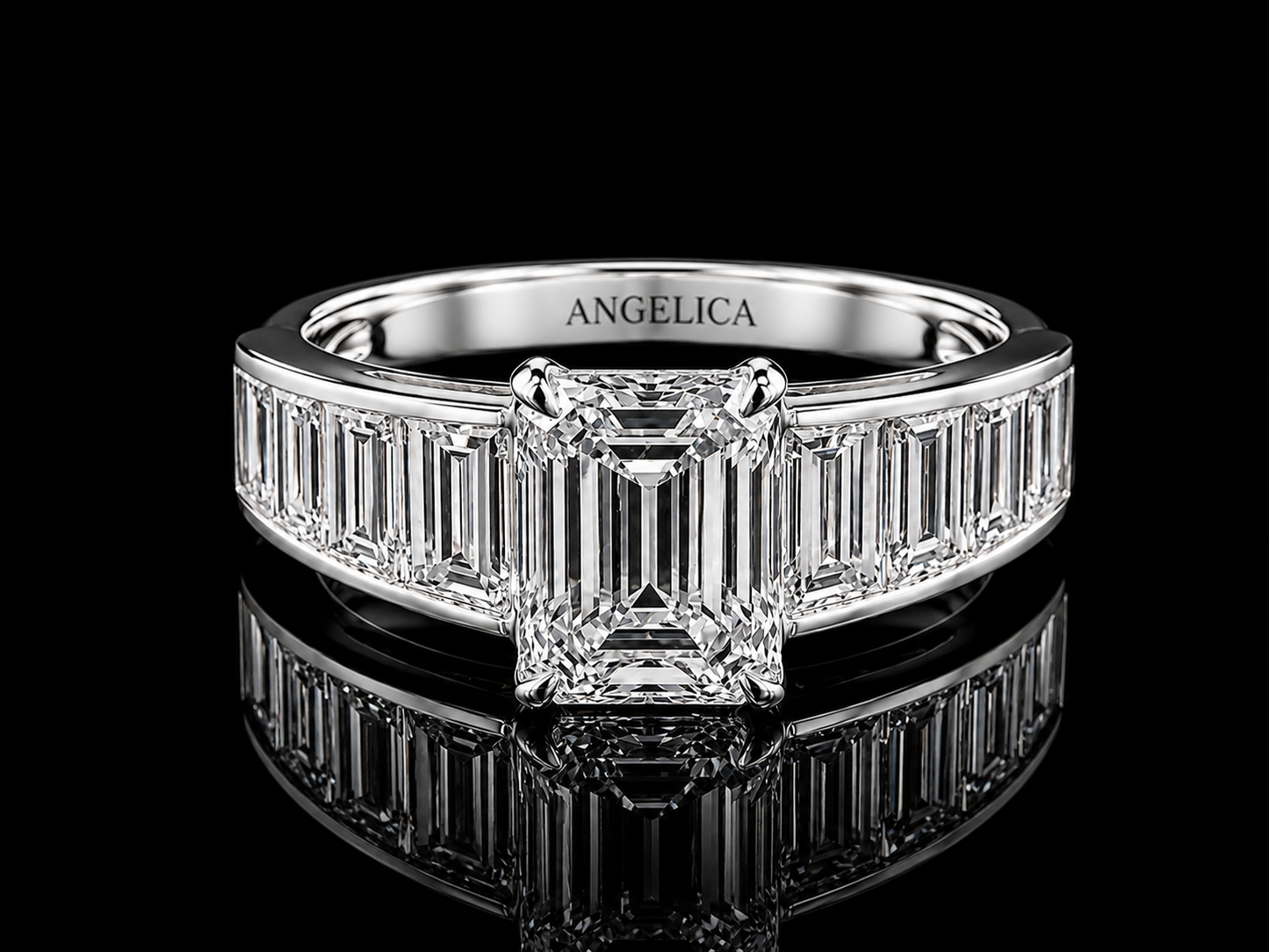 14K White Gold Emerald-Cut Lab-Grown Diamond Engagement Ring – 3.72 CTW | IGI Certified (Copy) Angelica Jewellers