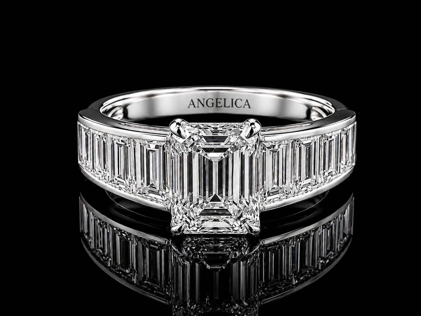 14K White Gold Emerald-Cut Lab-Grown Diamond Engagement Ring – 3.72 CTW | IGI Certified (Copy) Angelica Jewellers