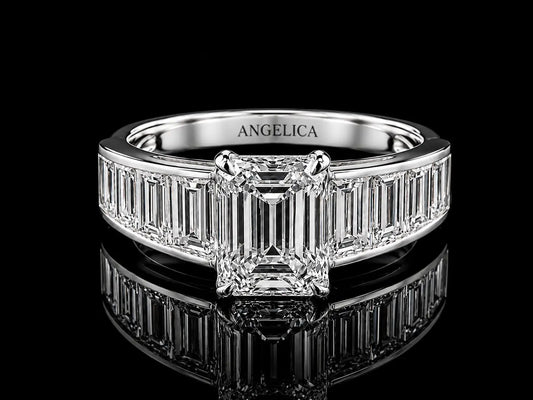 14K White Gold Emerald-Cut Lab-Grown Diamond Engagement Ring – 3.72 CTW | IGI Certified Angelica Jewellers