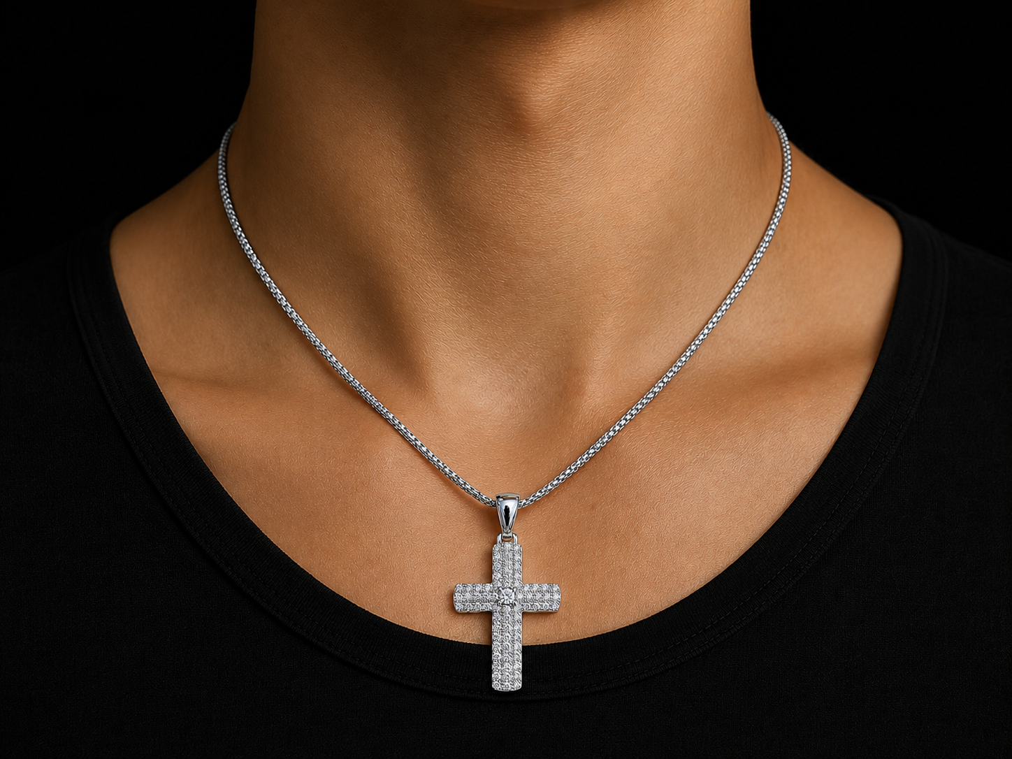 14K White Gold Diamond Cross Pendant Angelica Jewellers