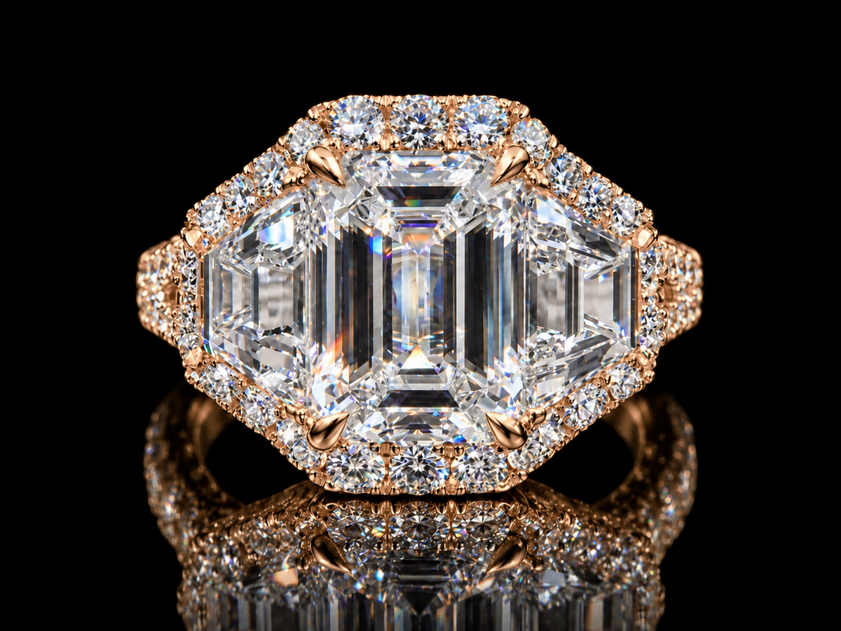 4.00 CTW Emerald-Cut Lab-Grown Diamond Engagement Ring – 14K White Gold