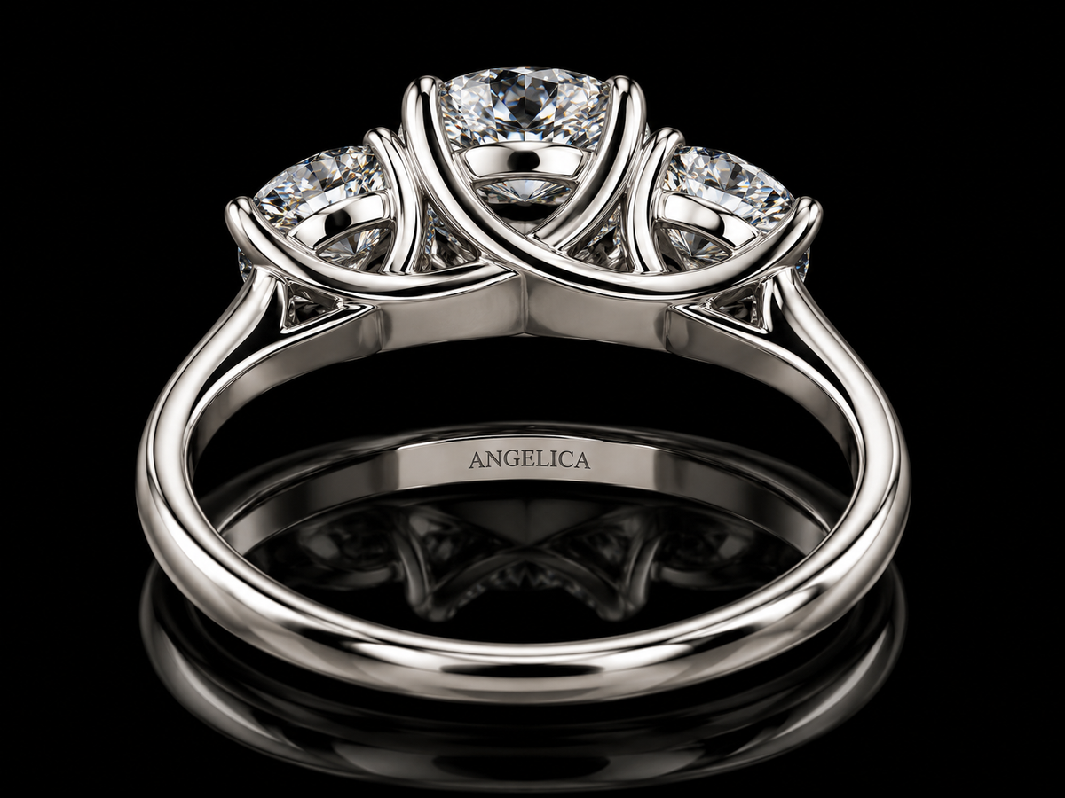 2.00 CTW D VVS2 Round Brilliant Lab-Grown Diamond Trinity Engagement Ring – IGI Certified