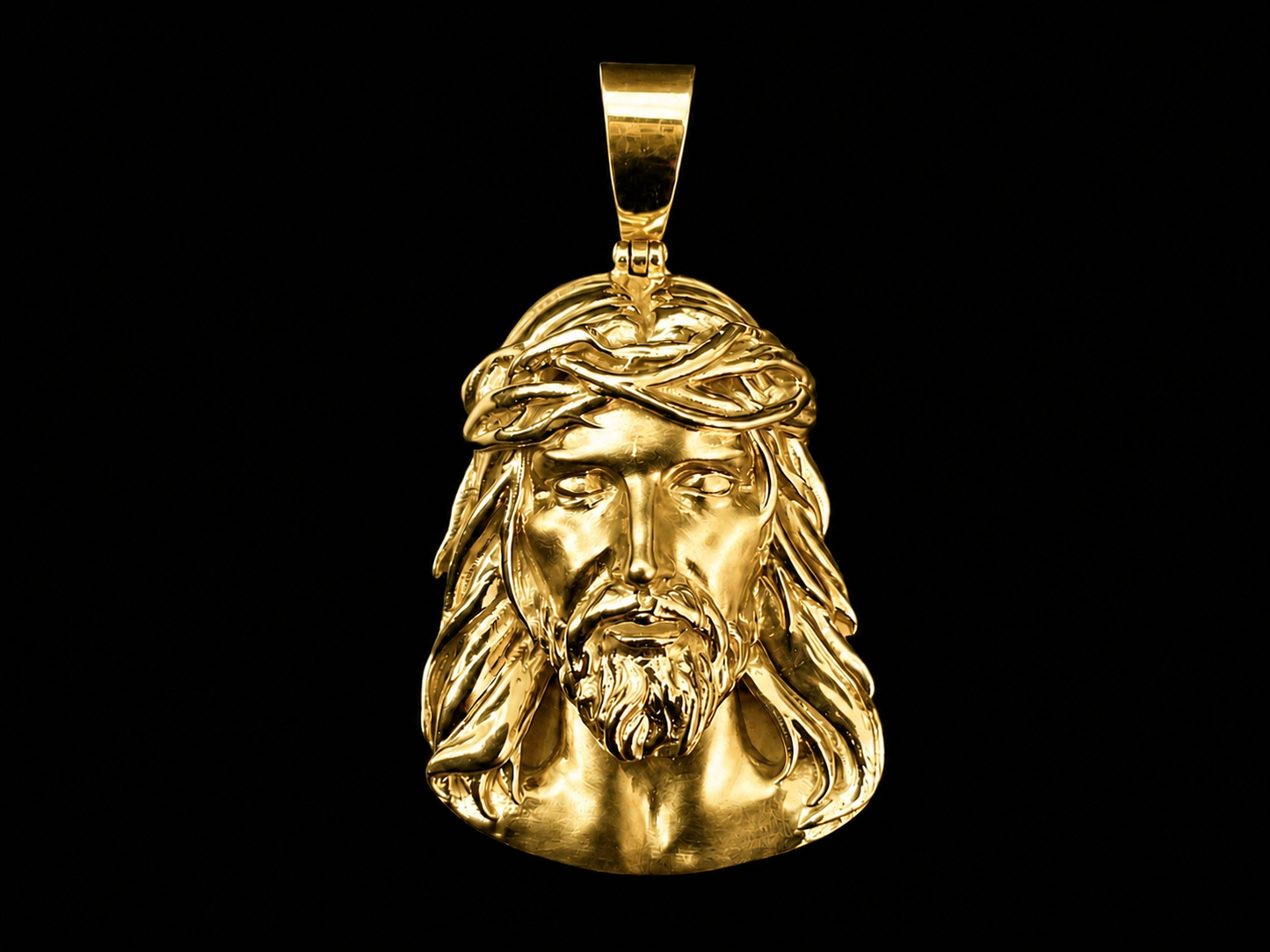 10K Yellow Gold Jesus Head Pendant Angelica Jewellers
