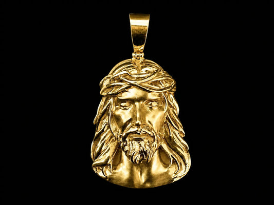 10K Yellow Gold Jesus Head Pendant Angelica Jewellers