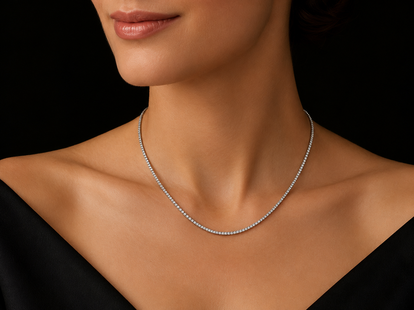 14K White Gold Lab-Grown Diamond Tennis Necklace Angelica Jewellers