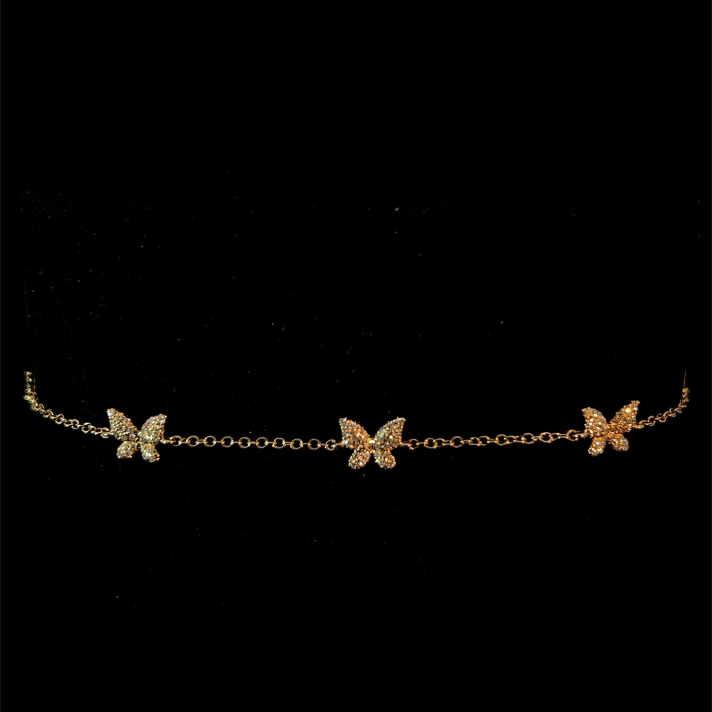 14K YELLOW GOLD 5 BUTTERFLIES DIAMOND BRACELET