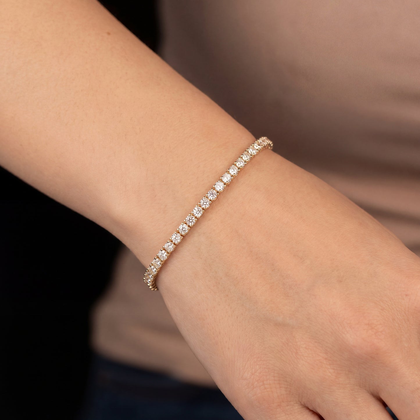 14K ROSE GOLD 2.80MM VVS F+ DIAMOND TENNIS BRACELET