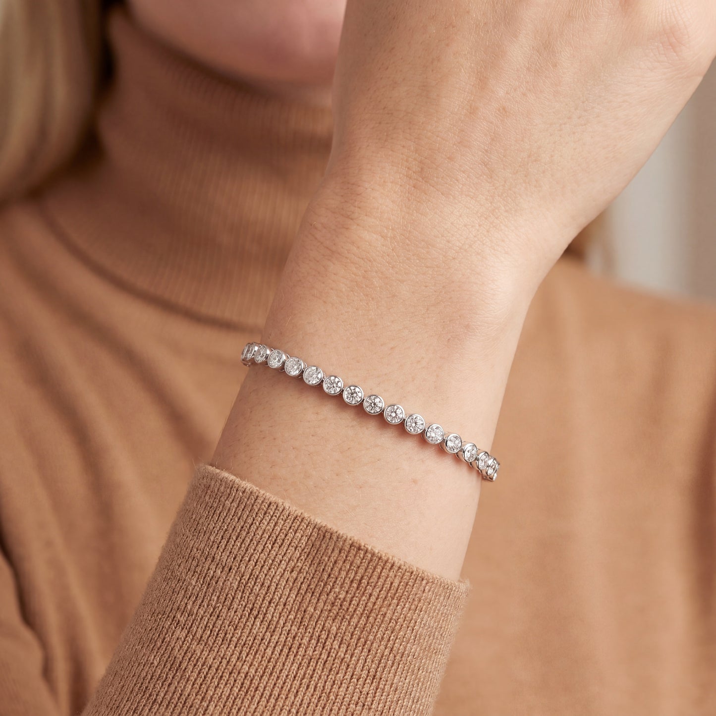 14K WHITE GOLD 3.70MM VVS-VS F+ LAB DIAMOND TENNIS BRACELET