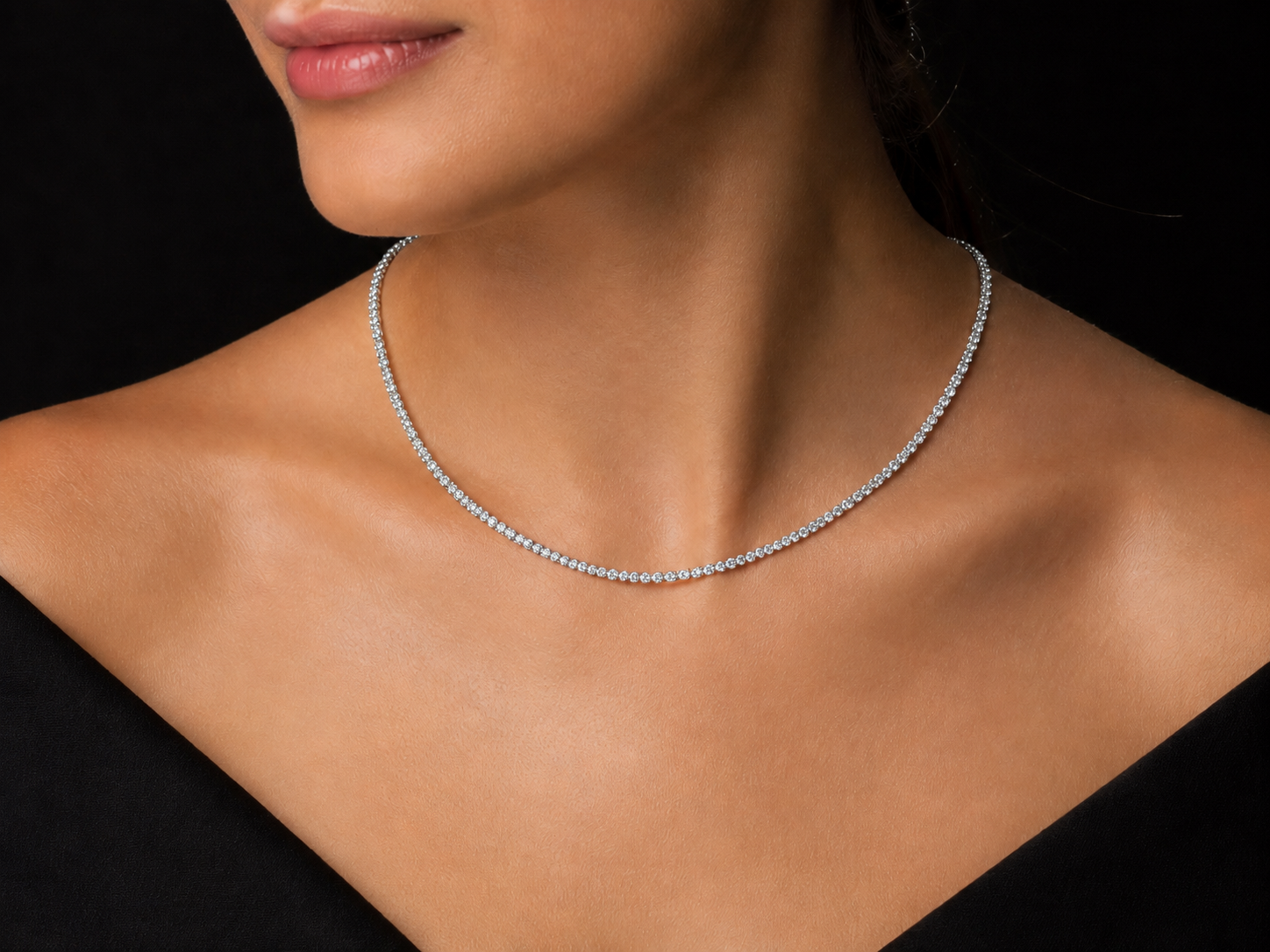 14K White Gold 5.90ct Lab-Grown Diamond Tennis Necklace Angelica Jewellers