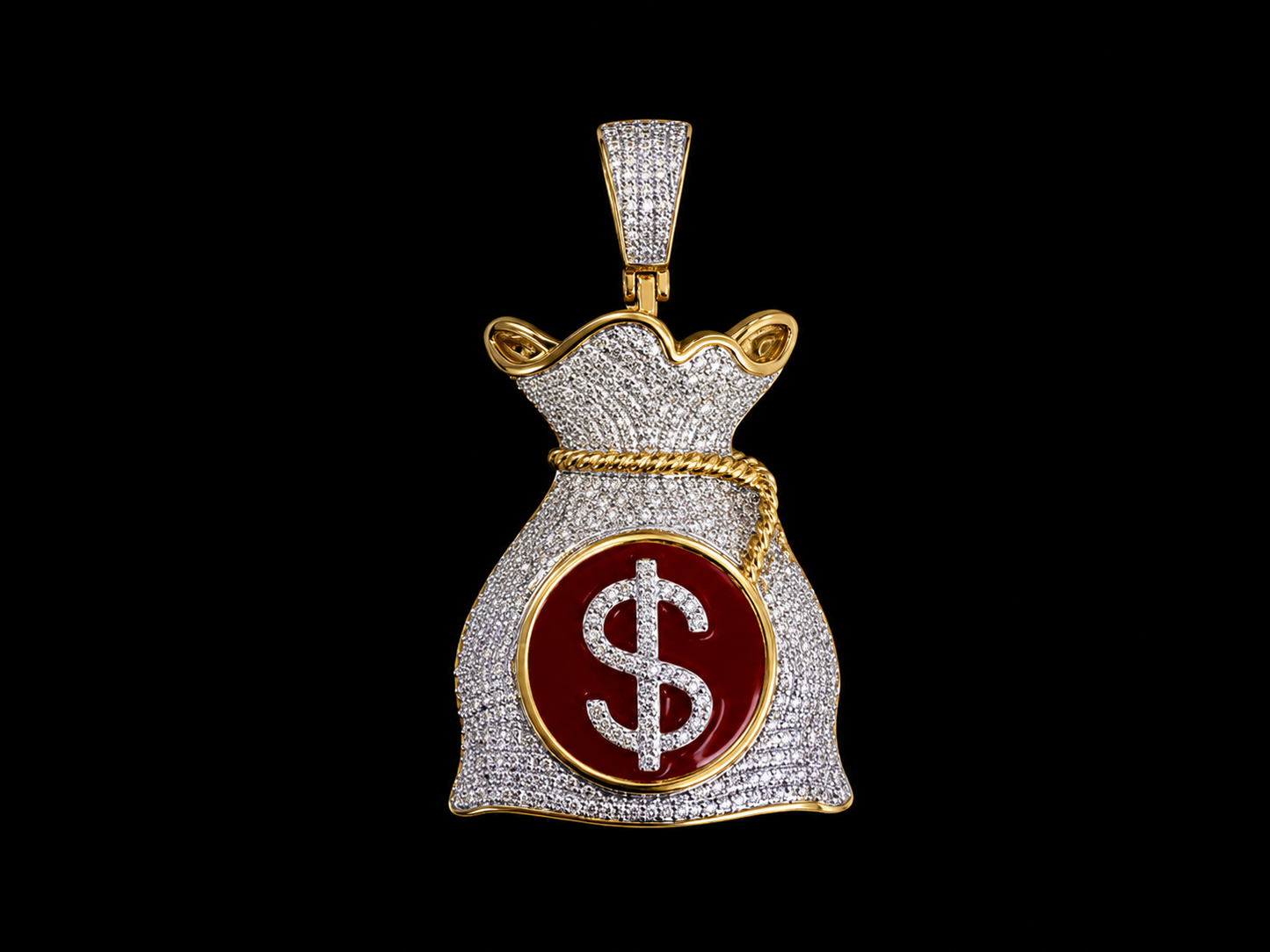 10K Yellow Gold Diamond Money Bag Pendant Angelica Jewellers