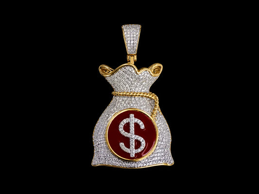10K Yellow Gold Diamond Money Bag Pendant Angelica Jewellers