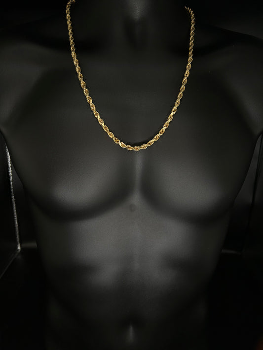 10K YELLOW GOLD ROPE CHAIN 24 INCHES 5.5mm