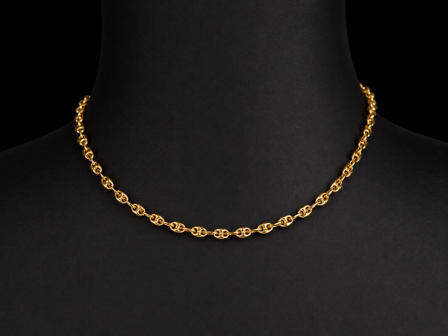 10K Yellow Gold Anchor Puff Chain – 5mm, 16”