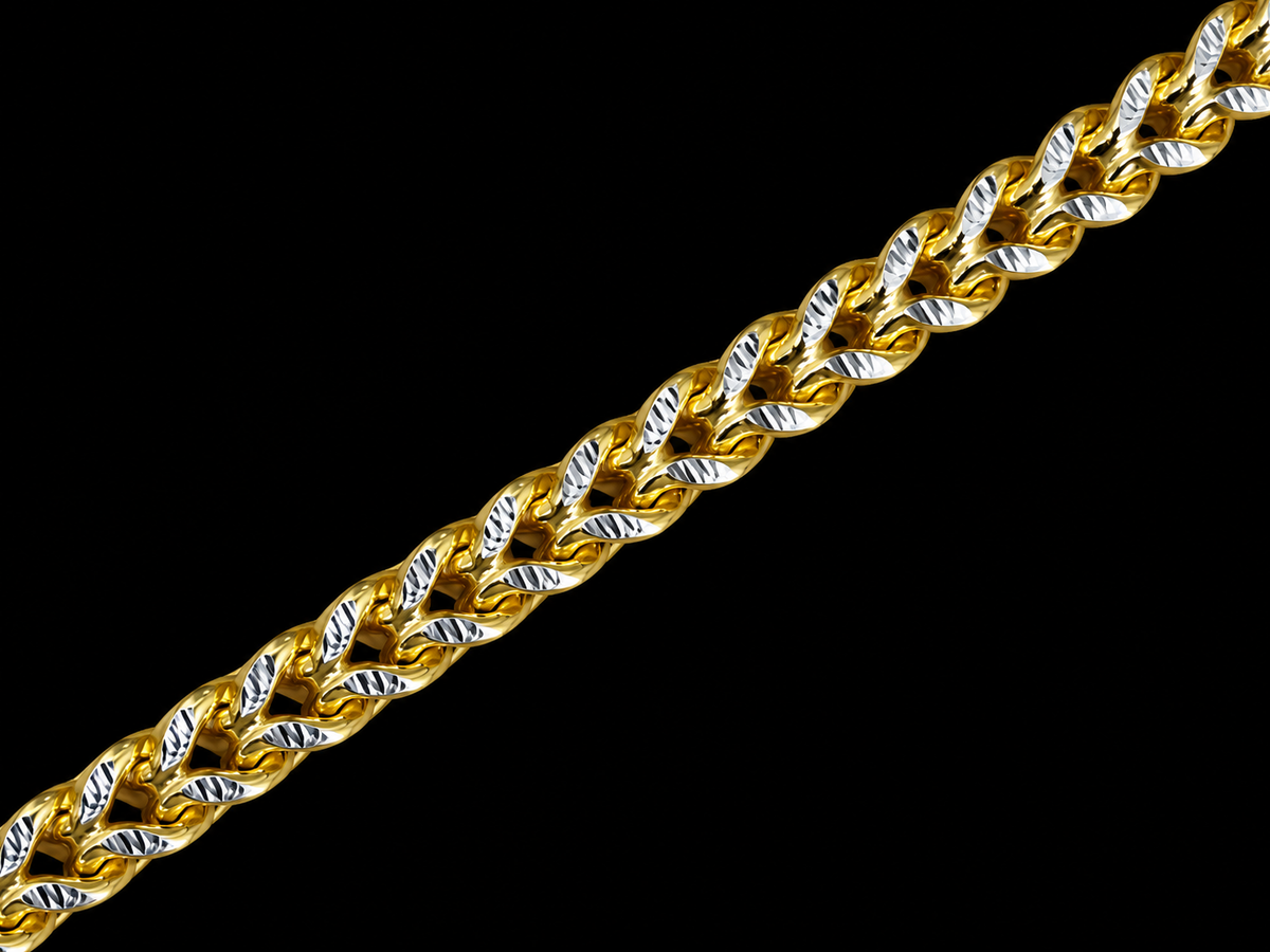 10K YELLOW GOLD DIAMOND CUT FRANCO CHAIN 5.50mm 30 INCHES