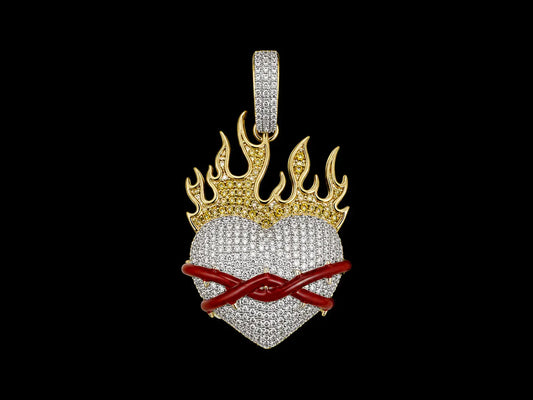 10K Yellow Gold Diamond Sacred Heart Pendant Angelica Jewellers