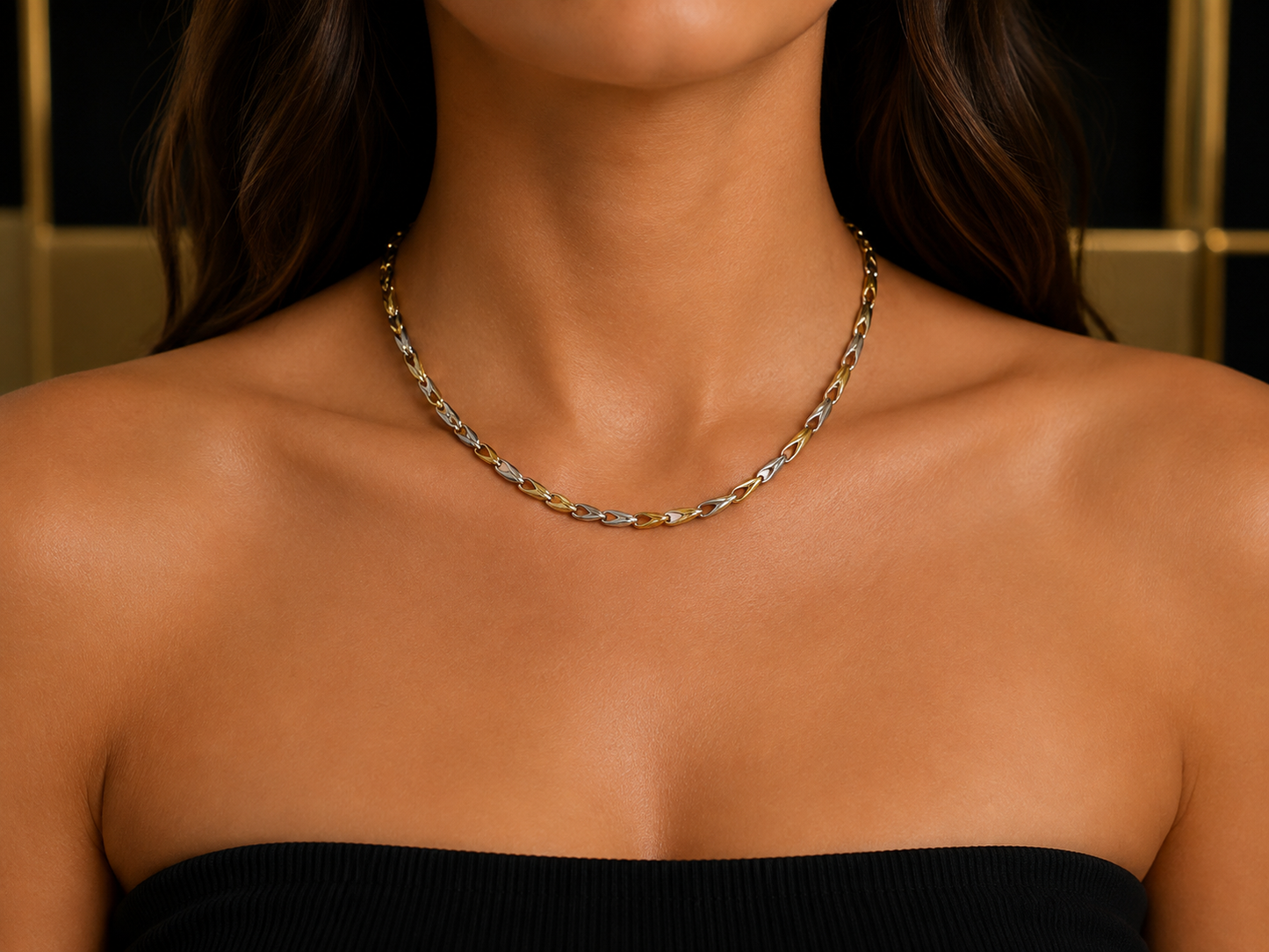 10K Two-Tone Gold Chain – 4mm, 16”, 9.25g