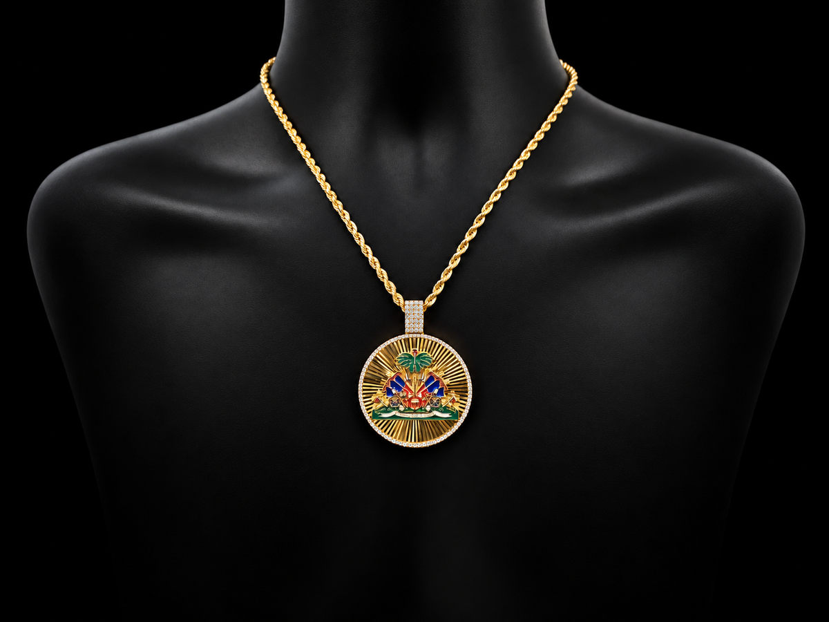 Haiti Independence Natural Diamond & Enamel Pendant