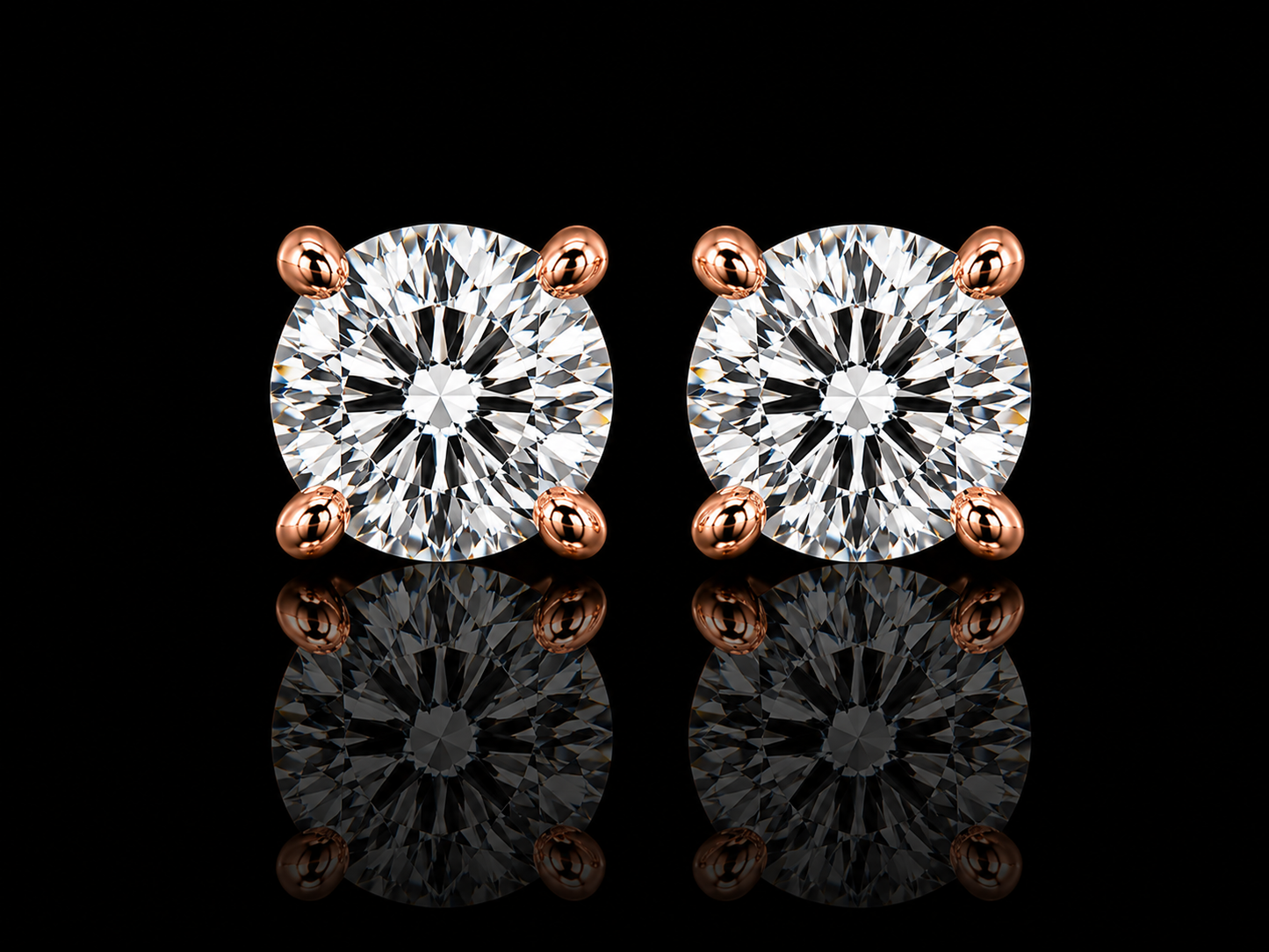 14K  Gold Martini 4-Prong Screw Back Diamond Stud Earrings | Lab Grown VS1 E | Excellent Cut