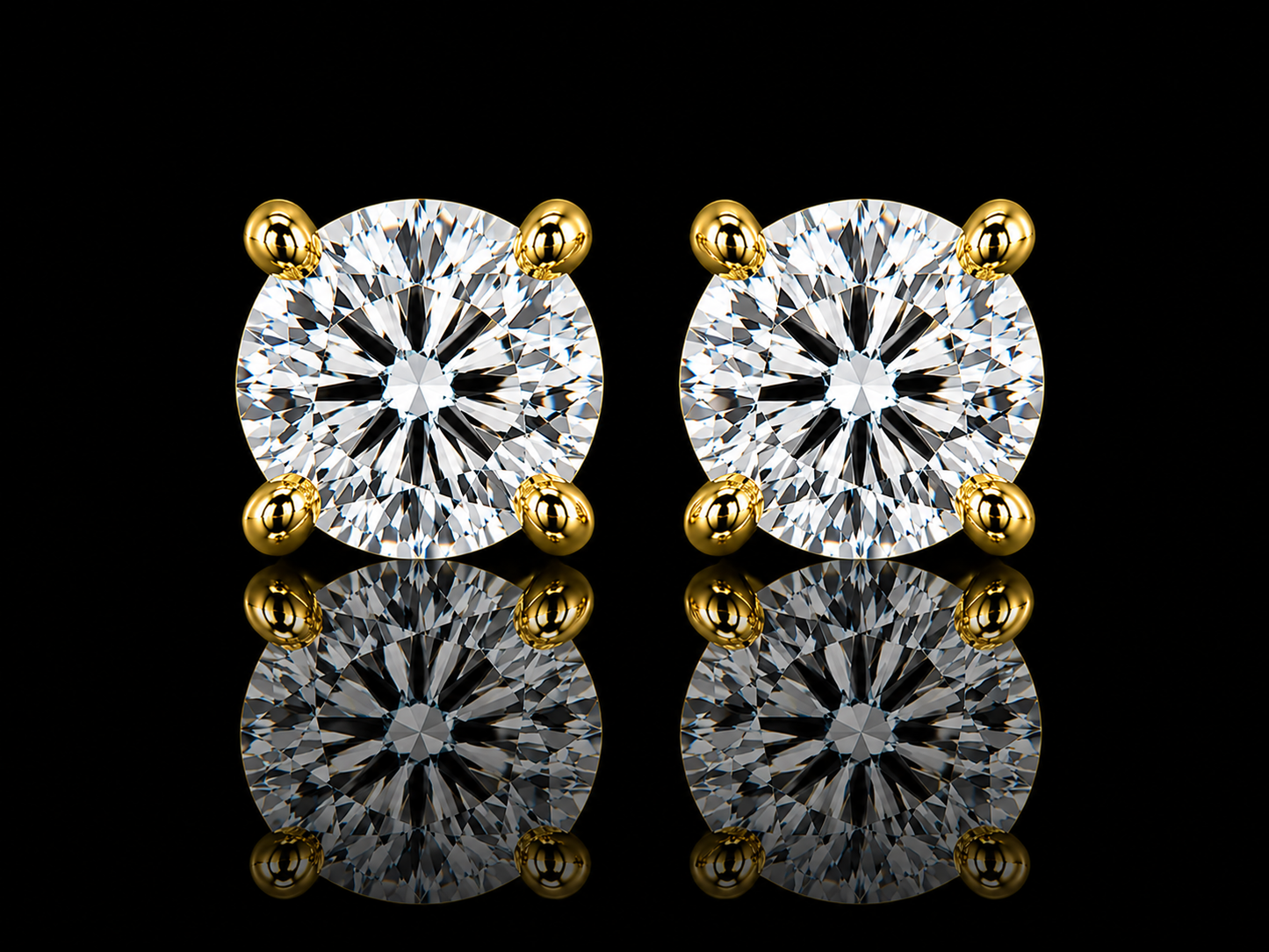 14K  Gold Martini 4-Prong Screw Back Diamond Stud Earrings | Lab Grown VS1 E | Excellent Cut