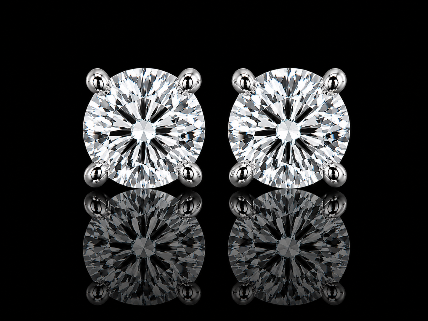 14K  Gold Martini 4-Prong Screw Back Diamond Stud Earrings | Lab Grown VS1 E | Excellent Cut