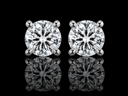 BOUCLES D'OREILLES EN OR JAUNE 14K AVEC DIAMANTS RONDS VVS F+
