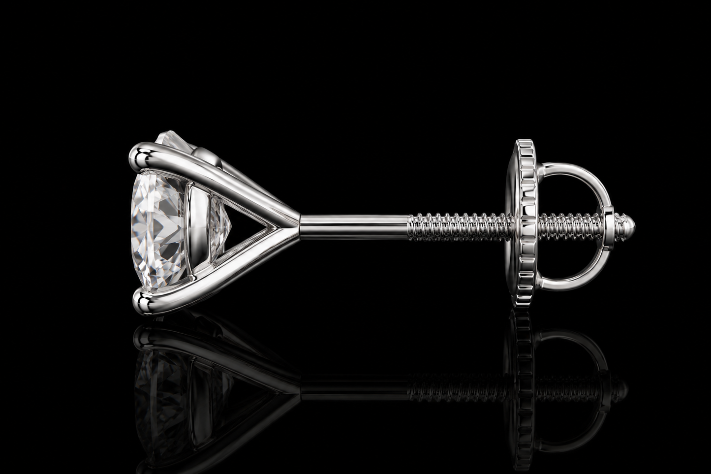 14K  Gold Martini 4-Prong Screw Back Diamond Stud Earrings | Lab Grown VS1 E | Excellent Cut