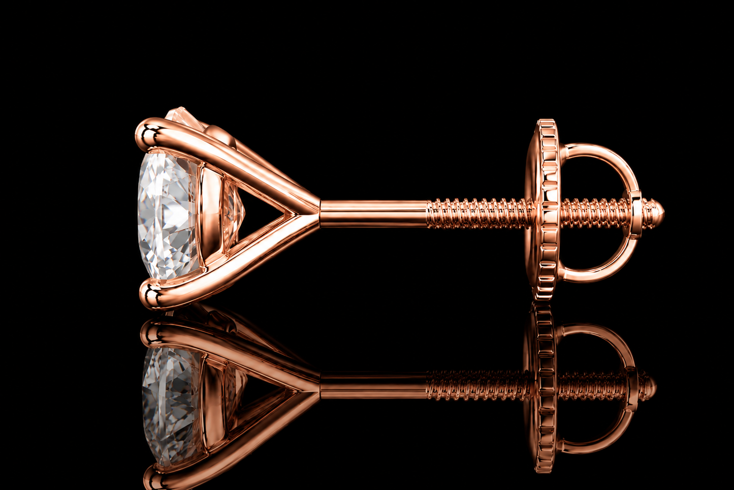 14K  Gold Martini 4-Prong Screw Back Diamond Stud Earrings | Lab Grown VS1 E | Excellent Cut