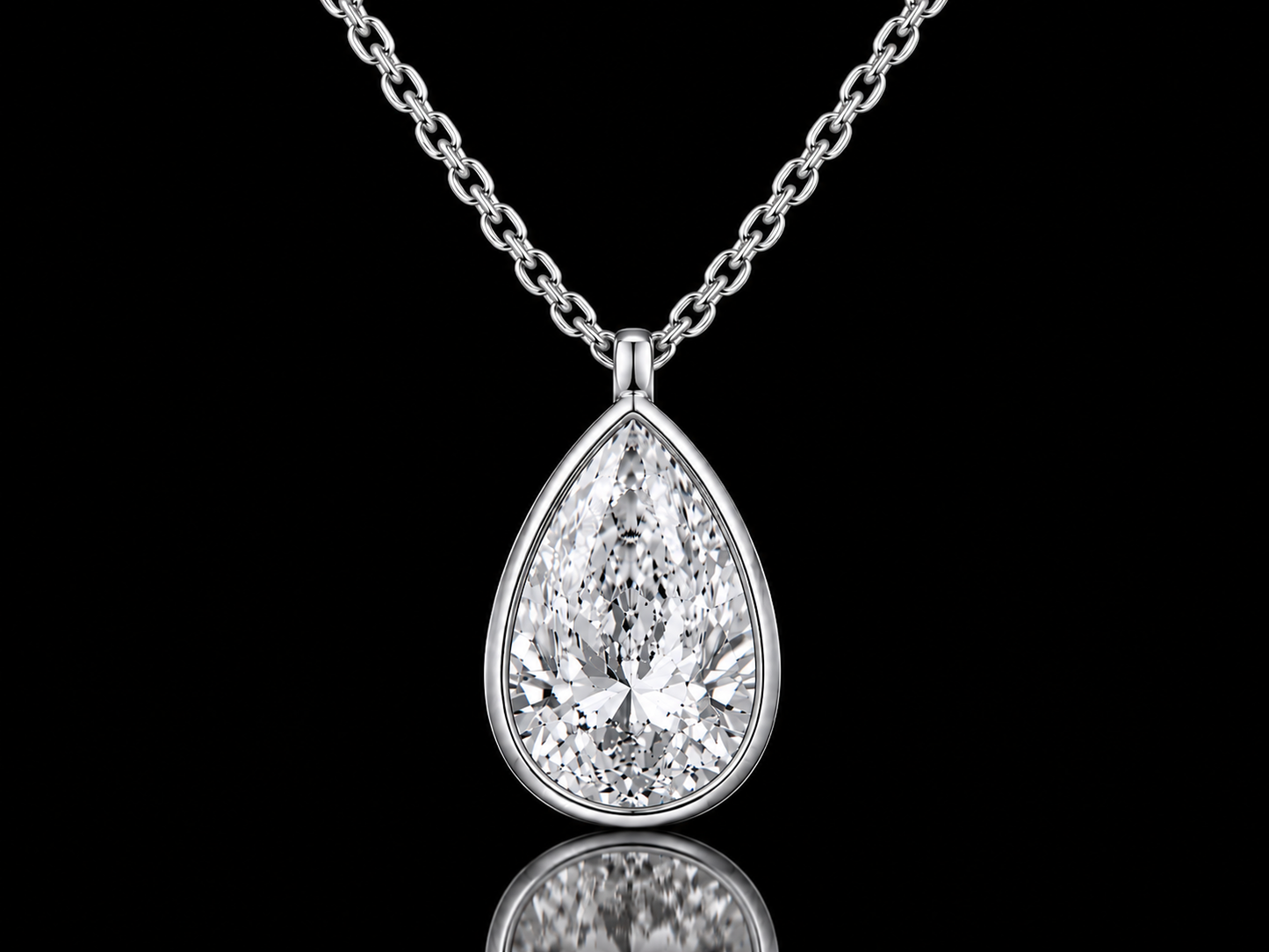 IGI Certified Pear Lab-Grown Diamond Bezel Solitaire Necklace – E VVS2 | 14K Gold