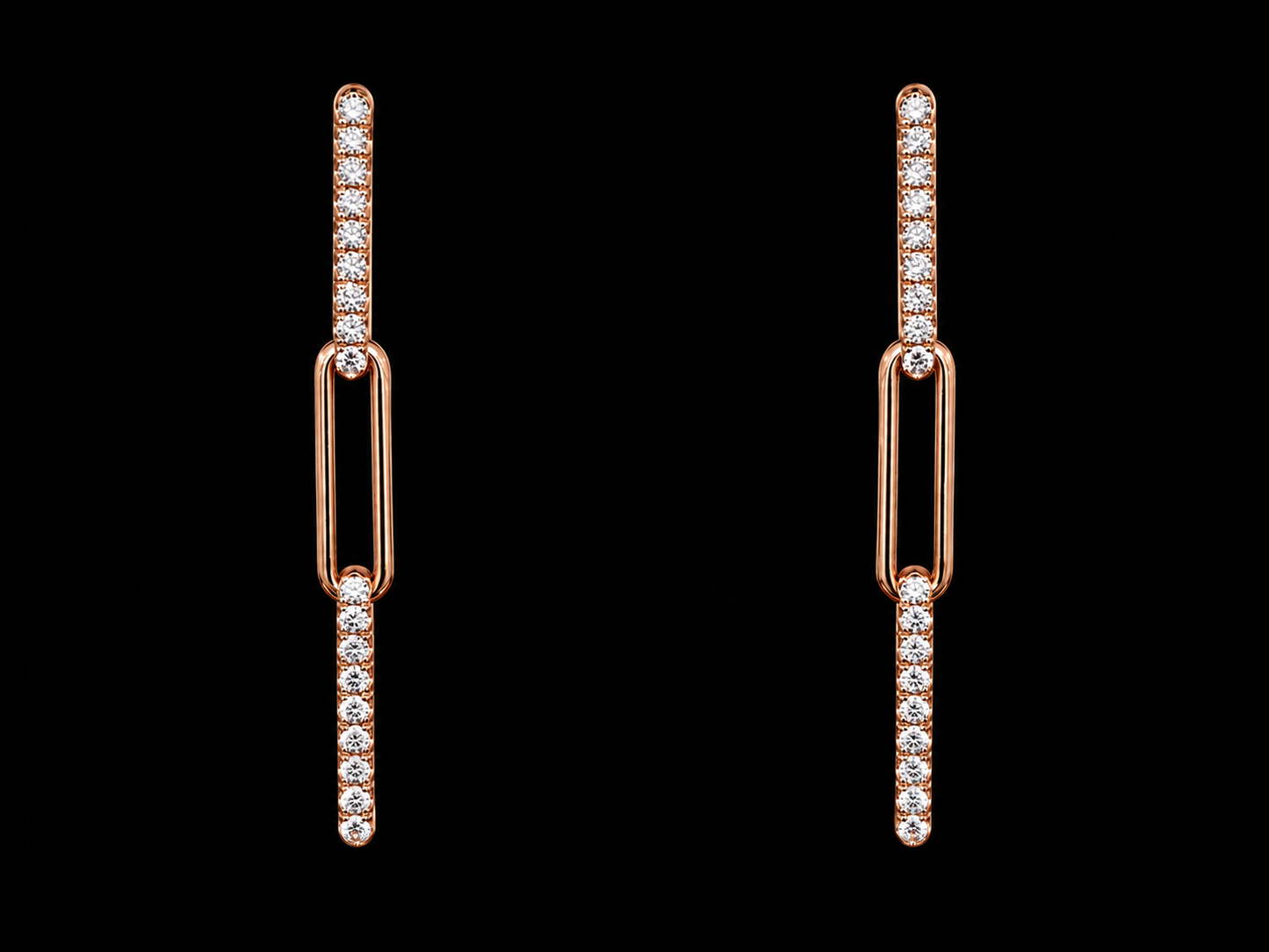 14K Rose Gold Lab Diamond Paper Clip Drop Earrings – 0.69 CTW VS–VVS F+ superbell