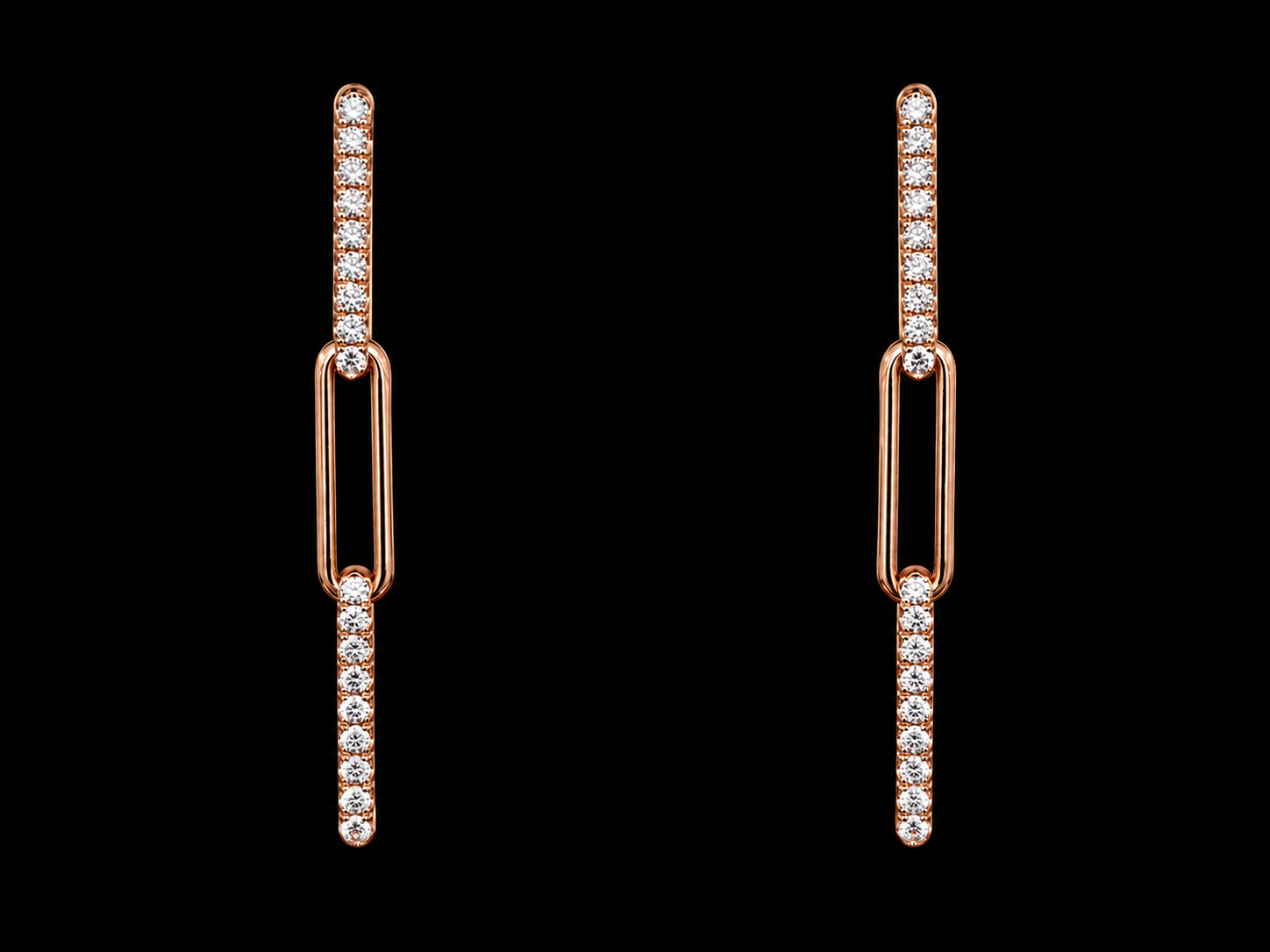 14K Rose Gold Lab Diamond Paper Clip Drop Earrings – 0.69 CTW VS–VVS F+ superbell