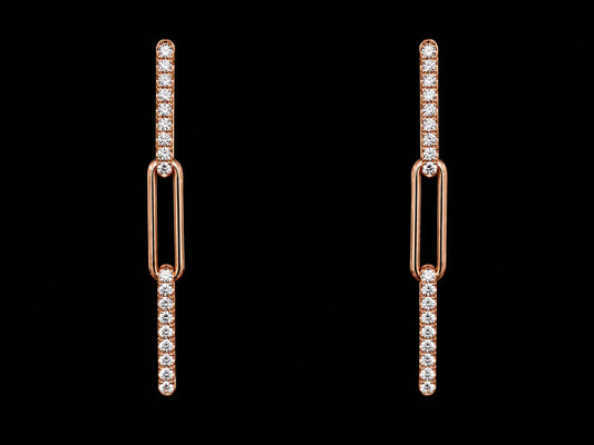 14K Rose Gold Lab Diamond Paper Clip Drop Earrings – 0.69 CTW VS–VVS F+ superbell