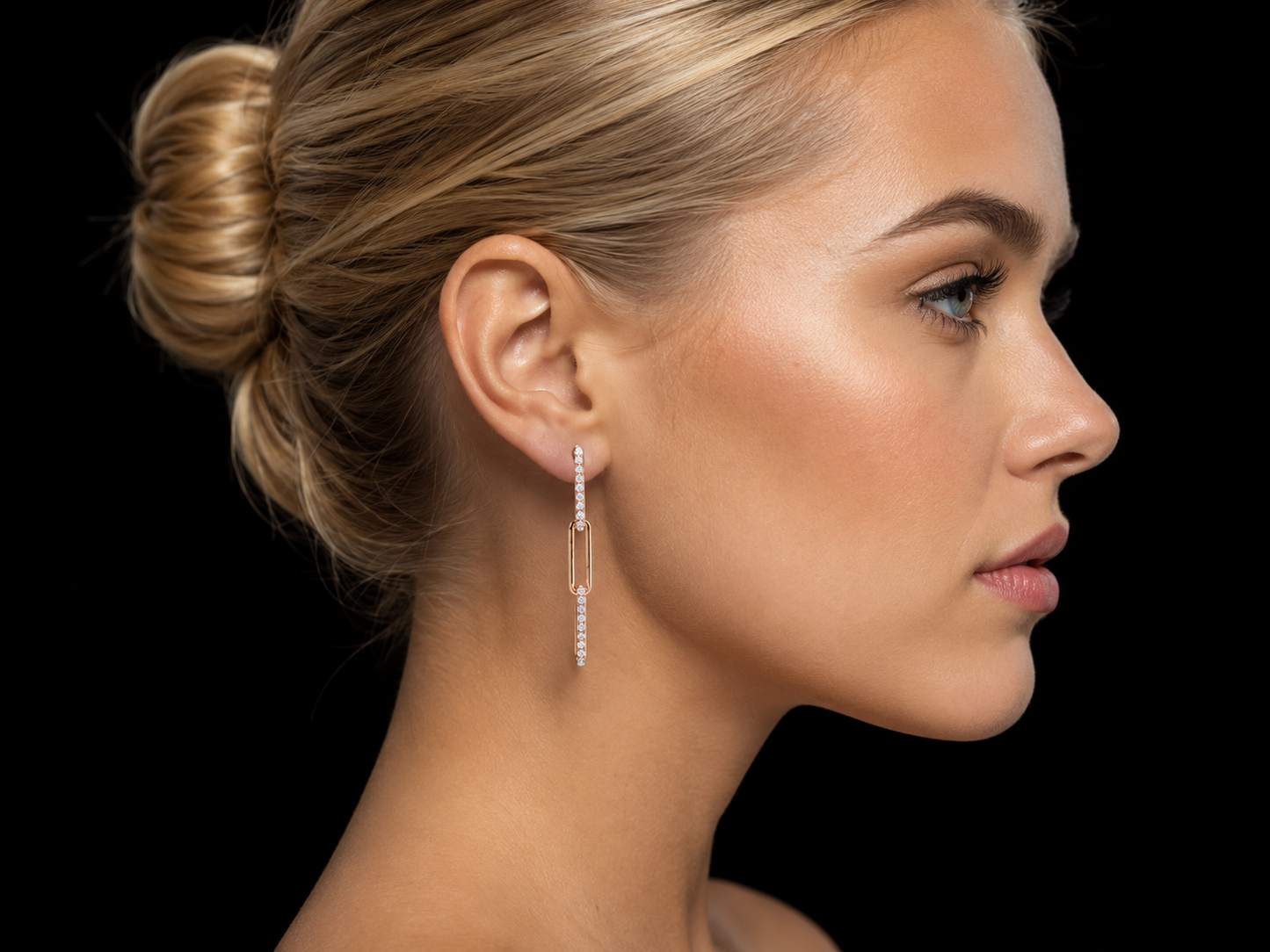 14K Rose Gold Lab Diamond Paper Clip Drop Earrings – 0.69 CTW VS–VVS F+ superbell