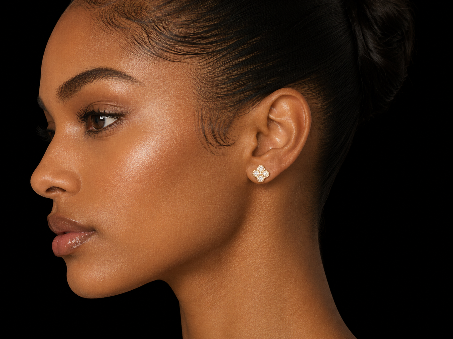 14K Yellow Gold Diamond Clover Stud Earrings – 0.34 CT superbell