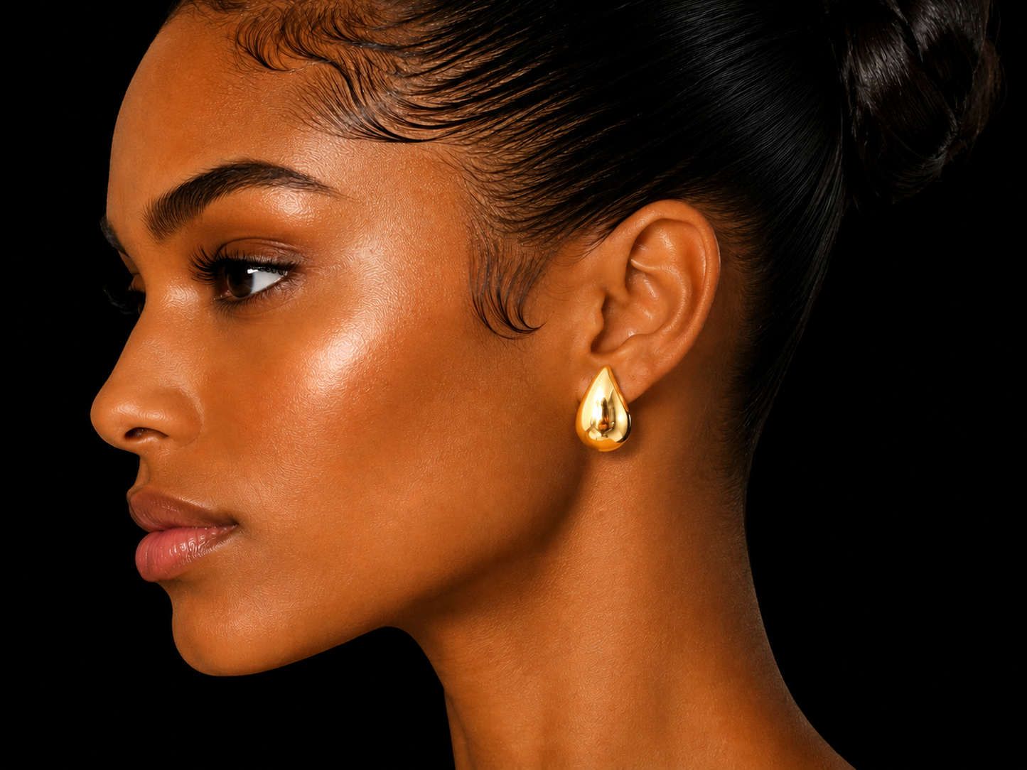 14K Yellow Gold Puffy Drop Stud Earrings – Electroform Hollow Design superbell