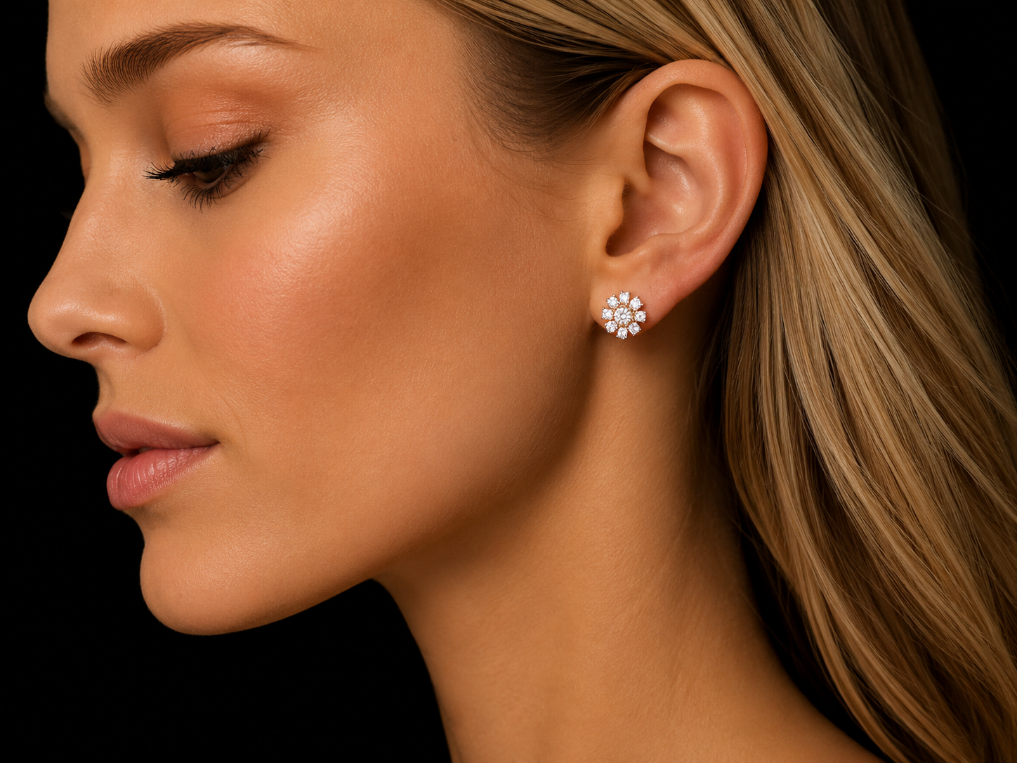 14K Yellow Gold Diamond Flower Stud Earrings – 0.34 CT Natural Diamonds (Copy) superbell
