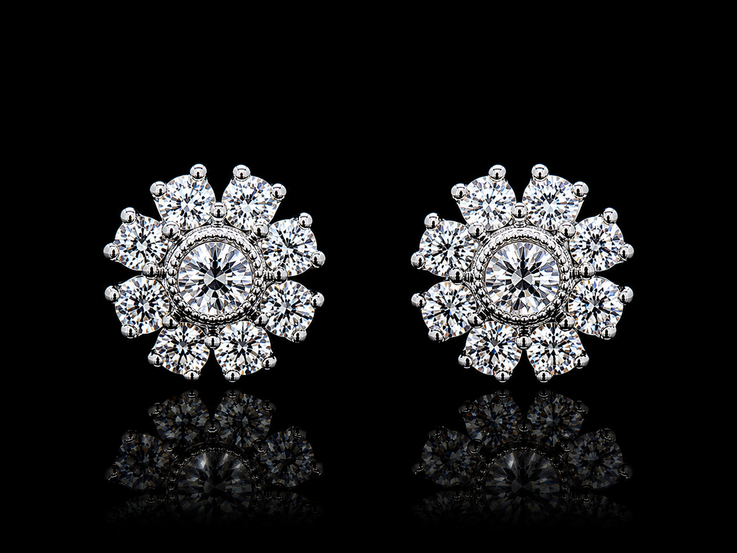 14K Yellow Gold Diamond Flower Stud Earrings – 0.34 CT Natural Diamonds (Copy) superbell