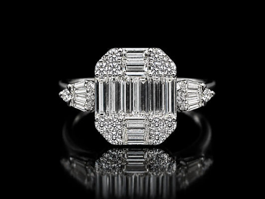18K WHITE GOLD NATURAL DIAMOND TRILOGY ENGAGEMENT RING – 1.02 CT Angelica Jewellers