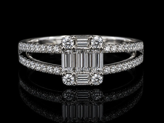 18K White Gold Natural Diamond Split Shank Engagement Ring – 0.60 CT Angelica Jewellers