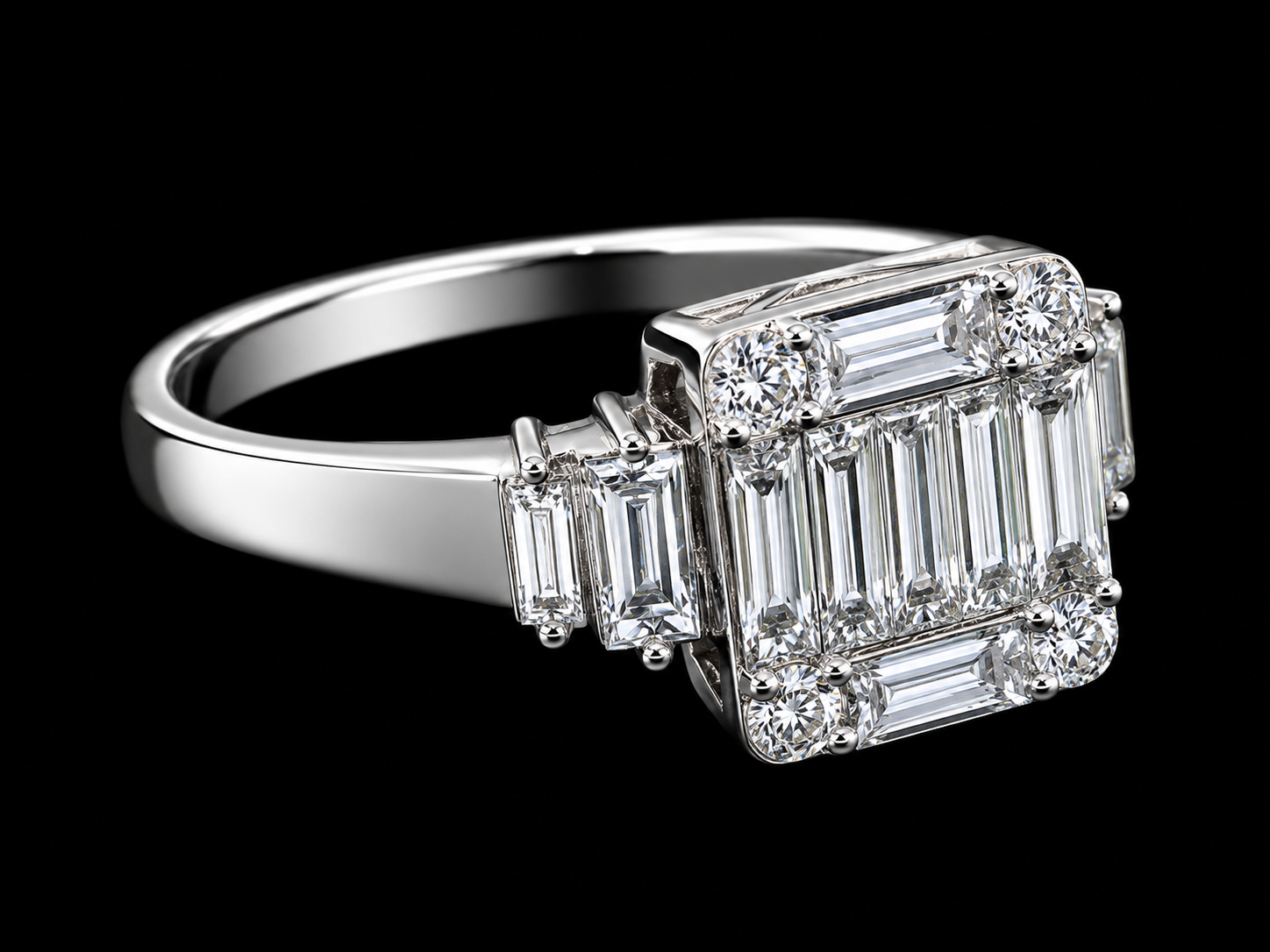 18K WHITE GOLD NATURAL DIAMOND TRILOGY ENGAGEMENT RING – 1.00 CT Angelica Jewellers