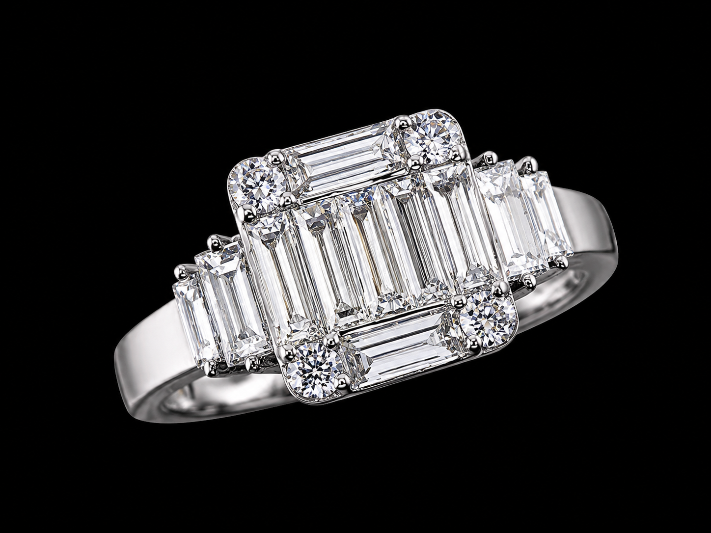 18K WHITE GOLD NATURAL DIAMOND TRILOGY ENGAGEMENT RING – 1.00 CT Angelica Jewellers