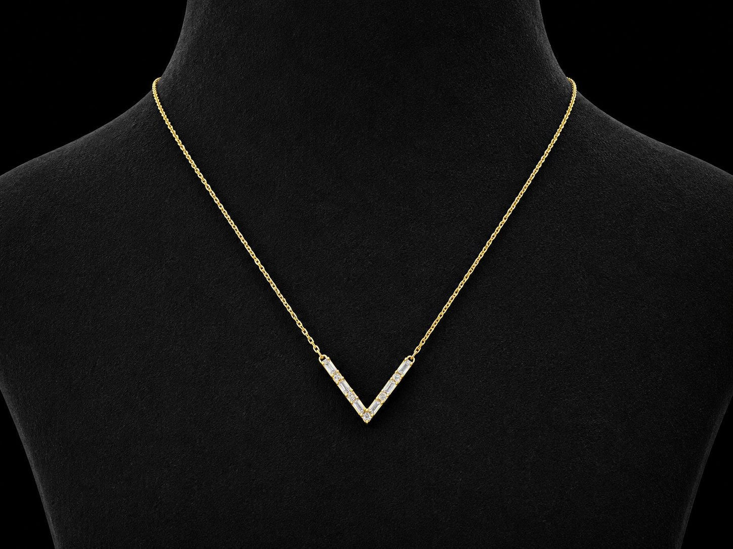 14K Yellow Gold Diamond Bar Necklace Angelica Jewellers