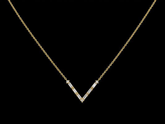 14K Yellow Gold Diamond Bar Necklace Angelica Jewellers