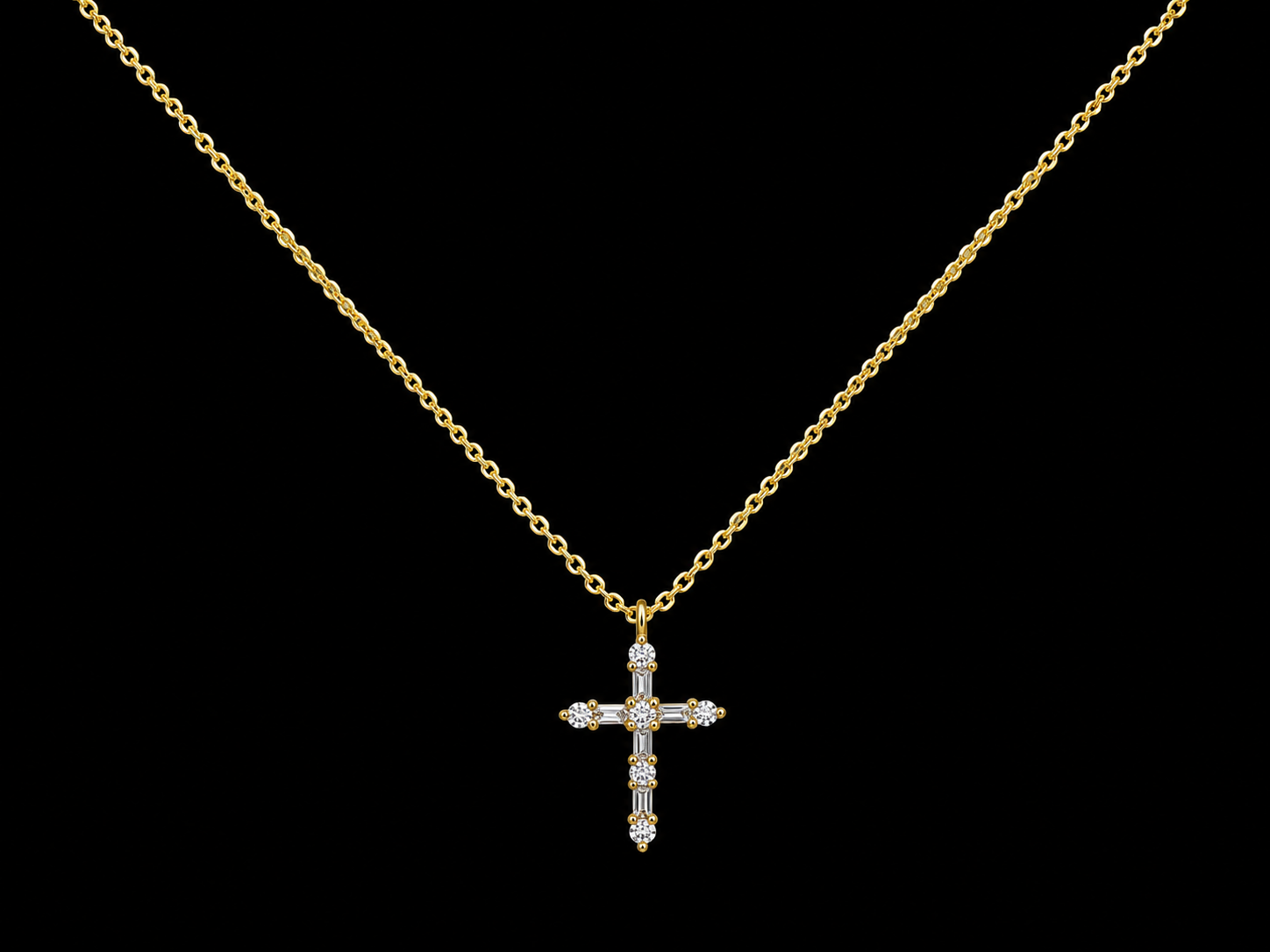 14K Yellow Gold Diamond Cross Necklace Angelica Jewellers