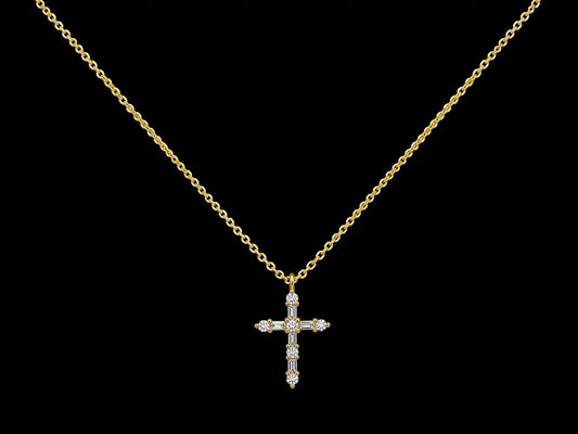 14K Yellow Gold Diamond Cross Necklace Angelica Jewellers