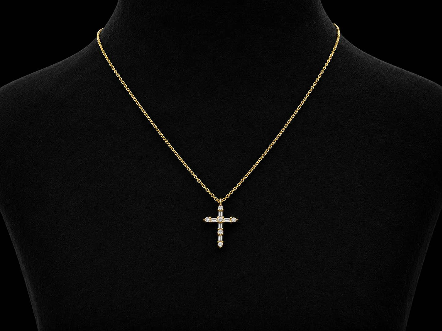 14K Yellow Gold Diamond Cross Necklace Angelica Jewellers